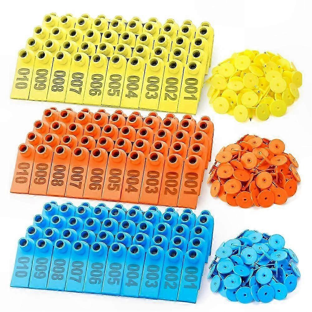 300 Count Ear Tags for Livestock Identification 001-100 Numbered Set