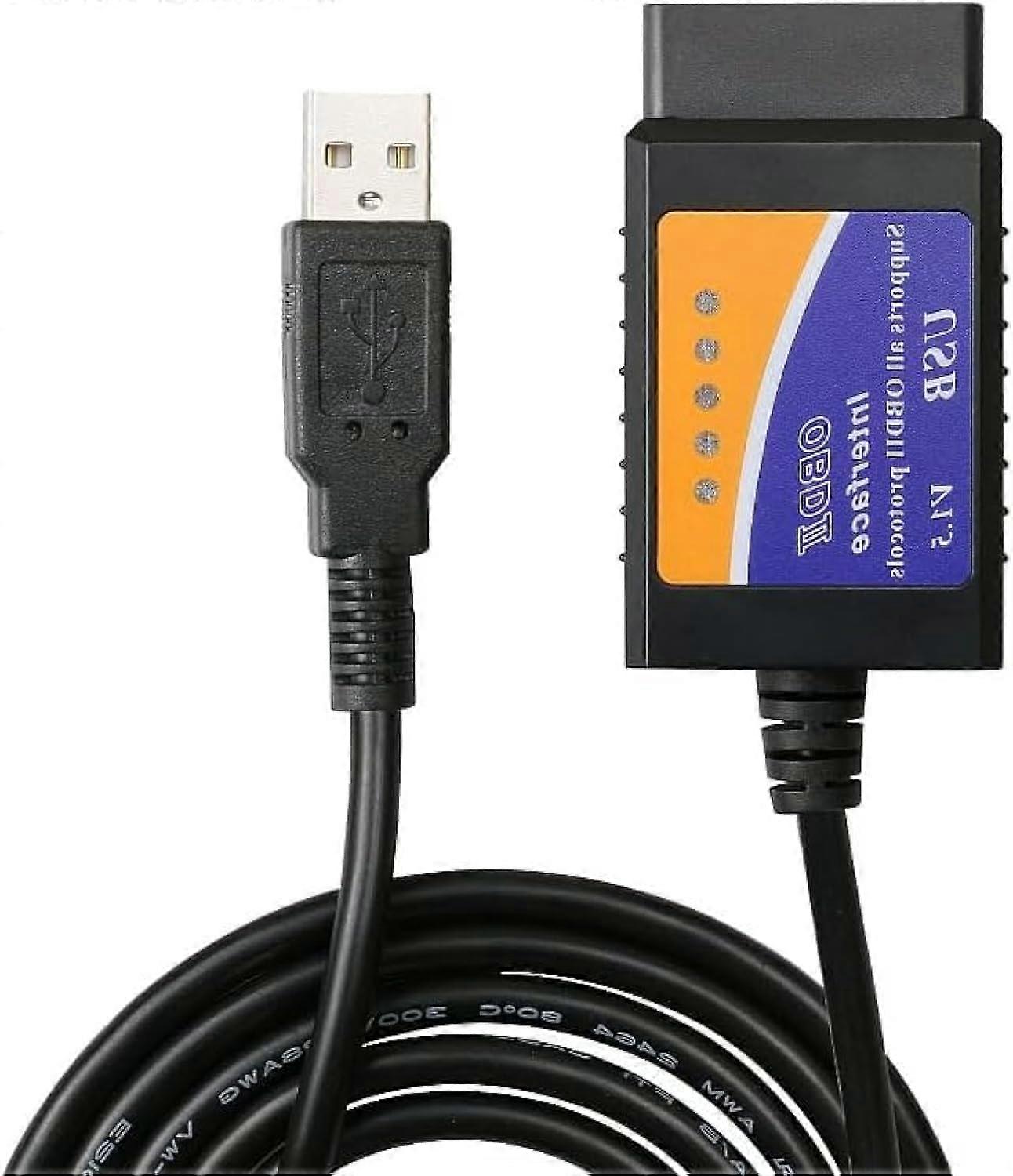 OBD2 Scanner ELM327 V1.5 USB Diagnostic Tool Compatible with Cars Supports All OBDII Protocols