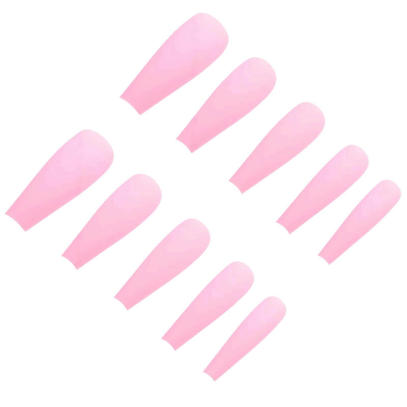 Plastic Ballerina False Nails Matte Long Coffin Shape for Decoration 100Pcs