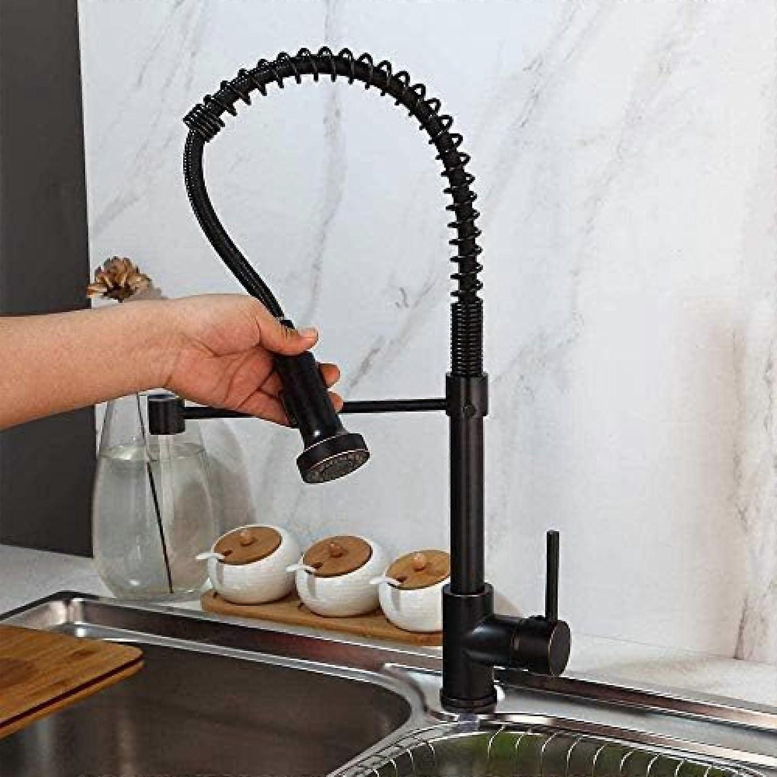 Solid Brass Kitchen Faucet with Pull Out Sprayer, 360 Degree Swivel, Leak and Splash