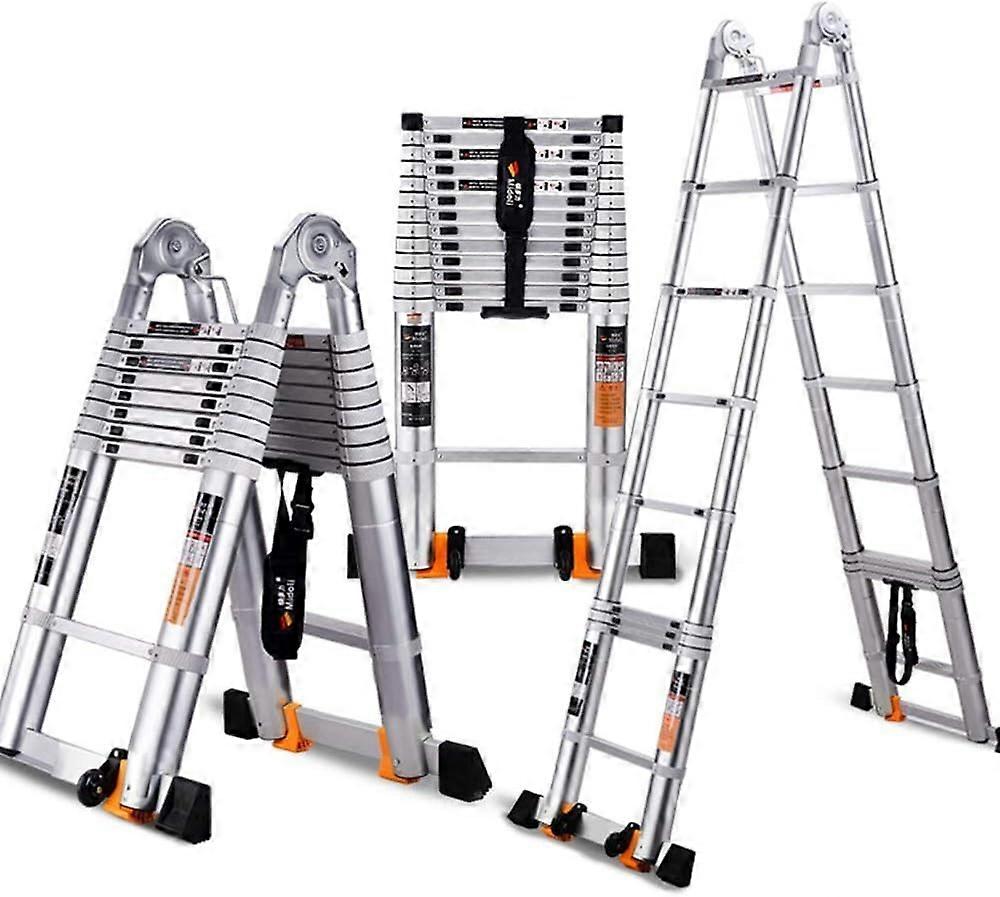 Aluminium Extension Ladder 4.4m EN131 Certified Telescopic Folding Design with HeavyDuty Load Capacity