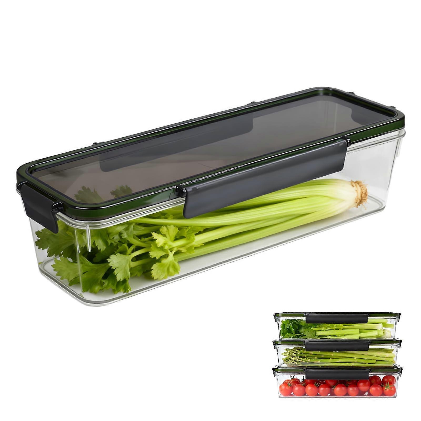 Celery Keeper BPA Vegetable Storage Container with Lid, LeakProof Snap Lock for Fridge