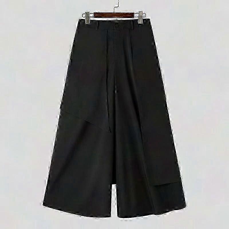 Incerun Men's High Waist Casual Trousers - Solid Color Hakama Pants With Irregular Design