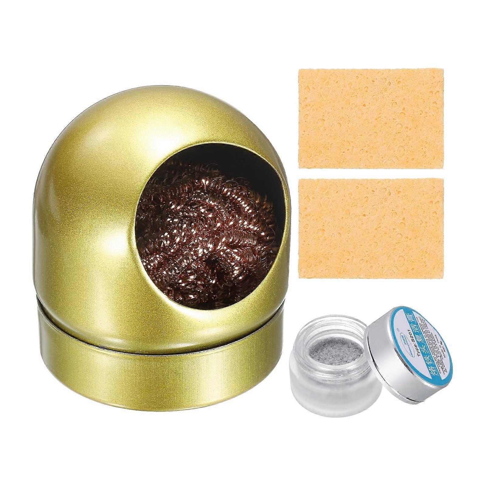 4pcs Soldering Iron Tip Cleaner Kit with Brass Sponge and Tip Tinner for Electronics , Gold