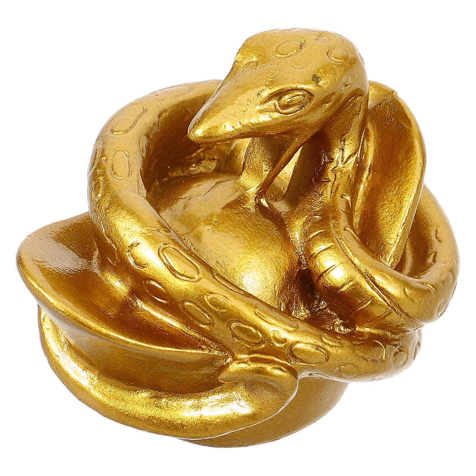 Golden Resin Snake Statue for Indoor Decoration with Quality and Elegant Design 5.9 Inches