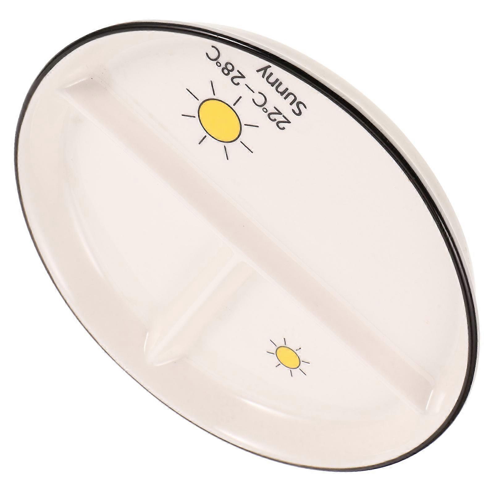 Multi-Functional Divided Ceramic Plate for Healthy Eating White