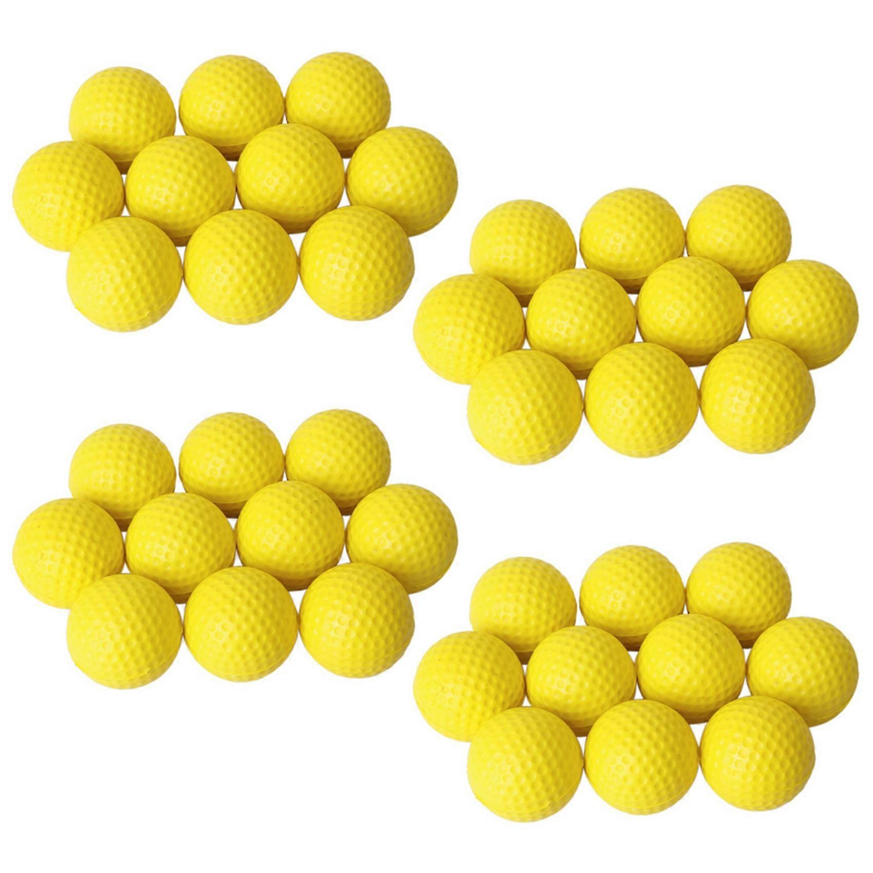 40Pcs Yellow Soft Elastic Indoor Practice PU Golf Ball