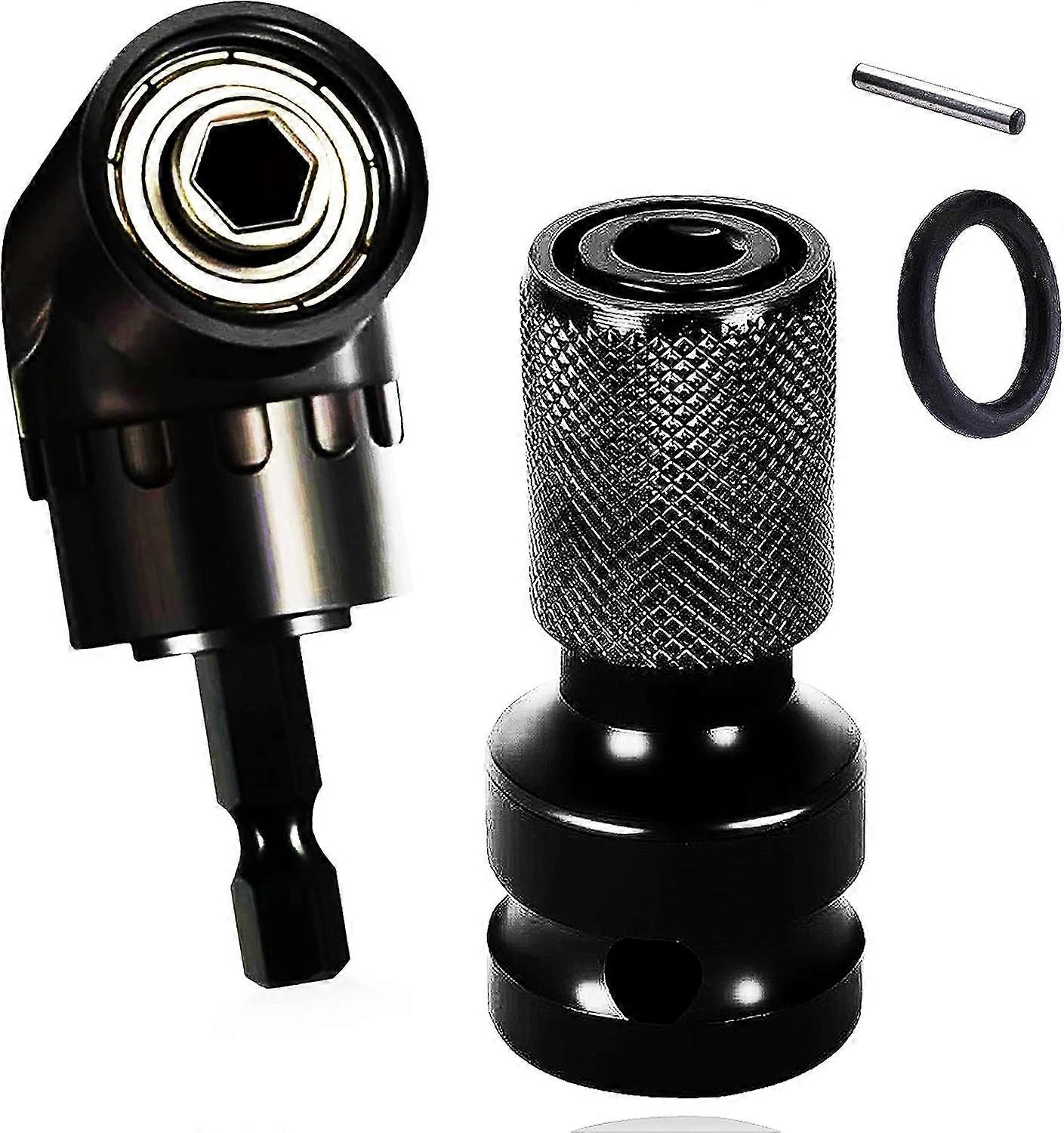 Right Angle Drill Attachment Adapter+ Impact Driver Socket Adapter Quick Release 1/2-Inch Square Drive to 1/4-Inch Hex Socket Adapter Converter Chuck