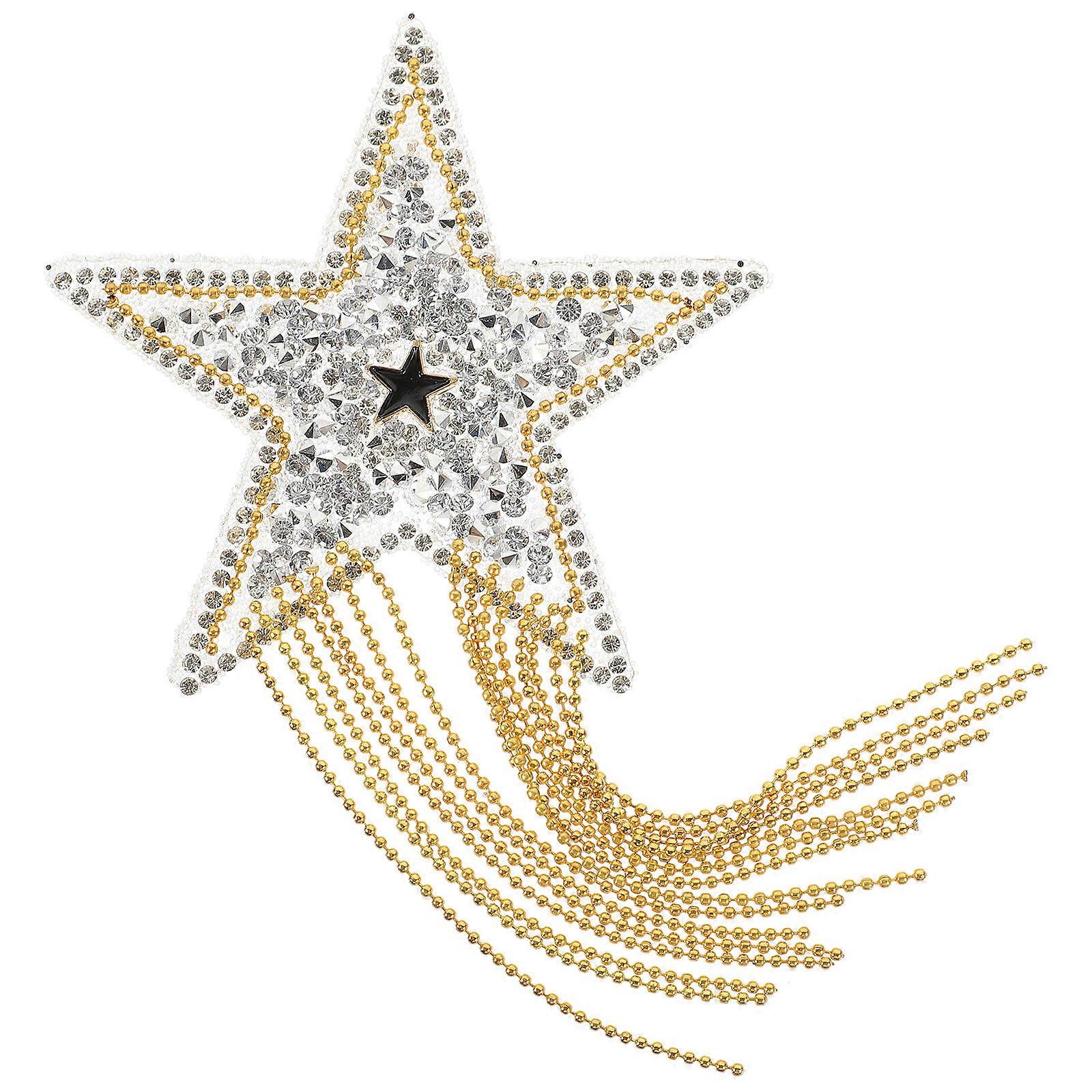 Rhinestone Applique Patch Star Shaped for DIY 2Pcs Silver Color