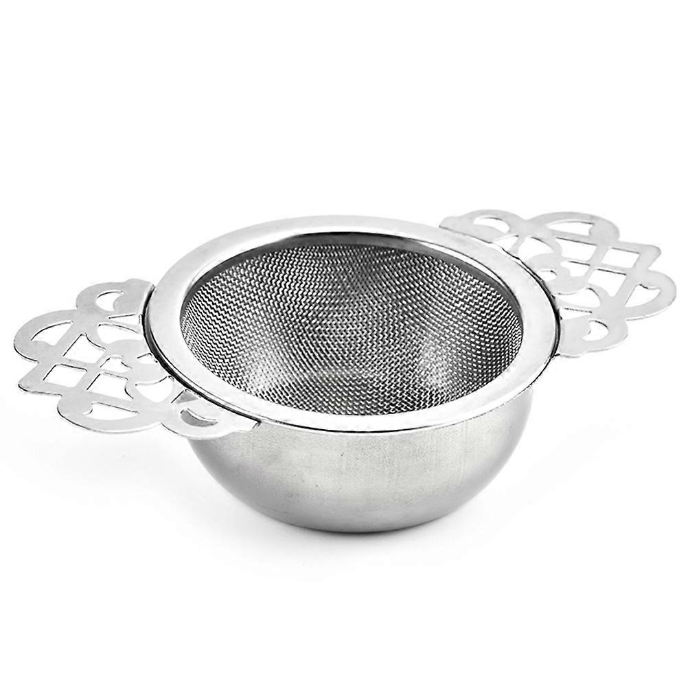 Tea Strainer for Brewing Loose Leaf Tea with Double Handle Silver