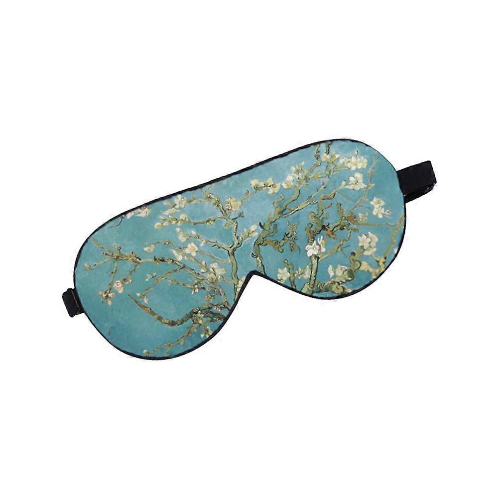 Eye Blinder for Sleeping Use Green Flower Pattern Silk Double Layers