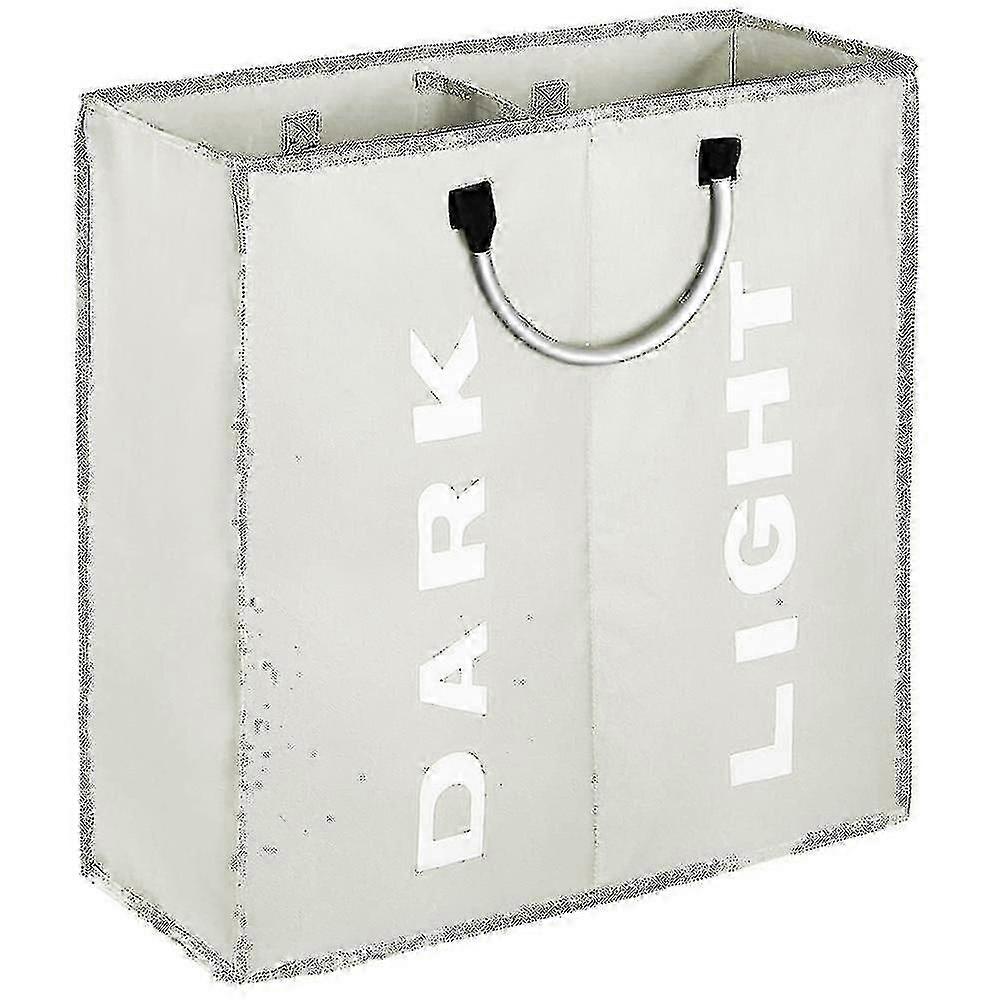 Double Large Laundry Basket, Foldable Dirty Laundry Basket (Light Grey)