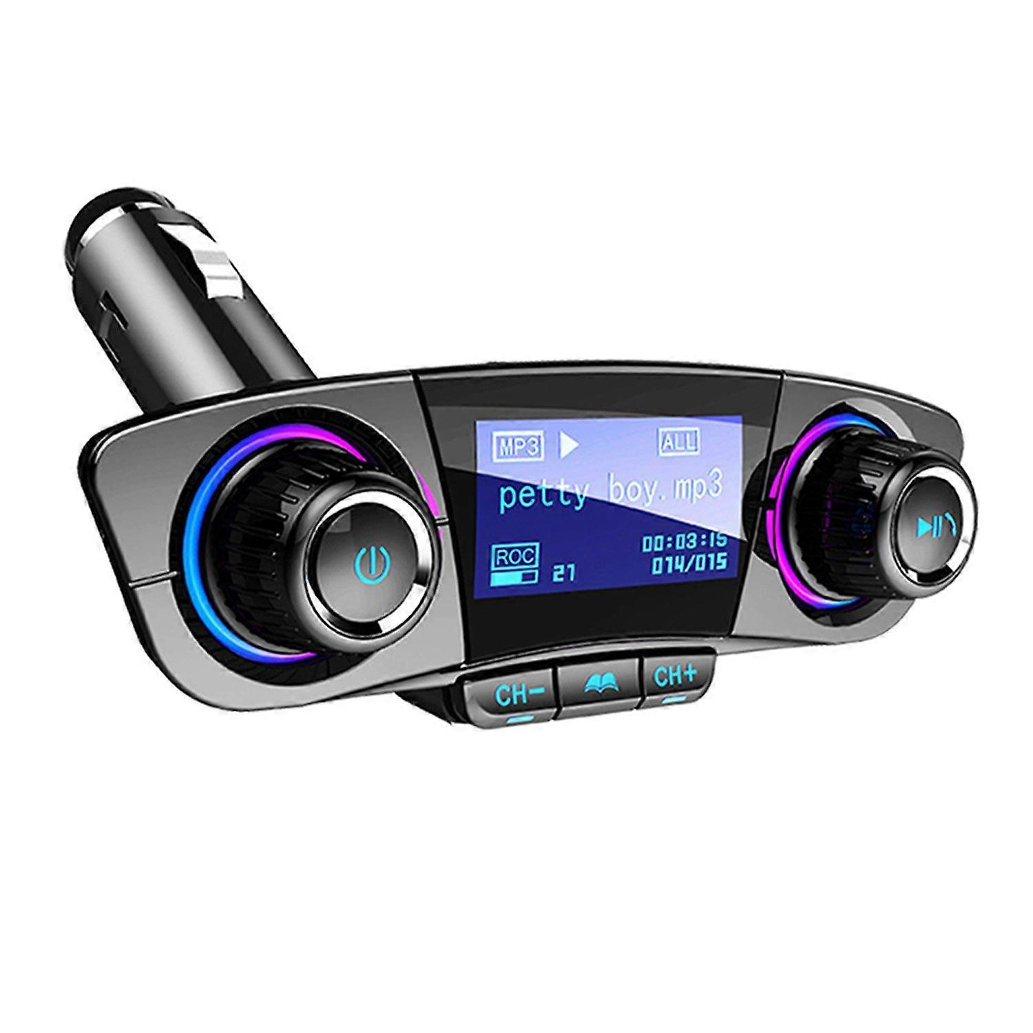 Bluetooth FM Transmitter for Car with Dual USB Fast Charging, Hands Calling, 4 Playback Modes