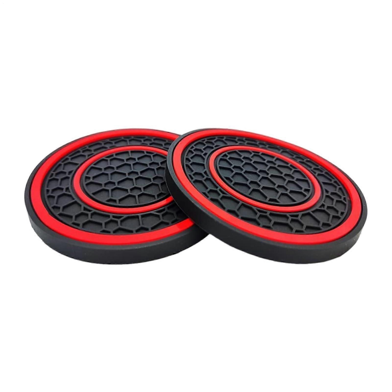 Car Cup Holder Coasters 2 Pack Waterproof NonSlip Absorbent Inserts for Driving Commute Red