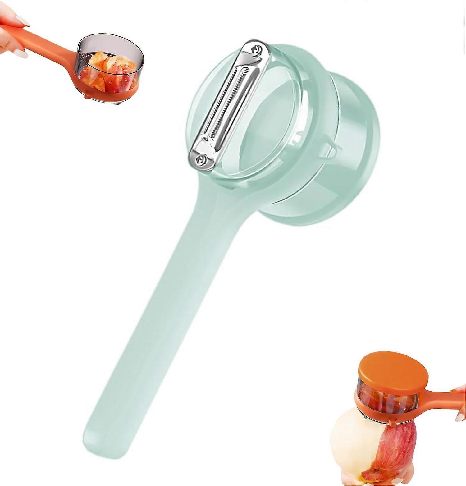 Vegetable Peeler with BuiltIn Storage Container, DoubleSided Stainless Blade, Ergonomic Handle, Light Green