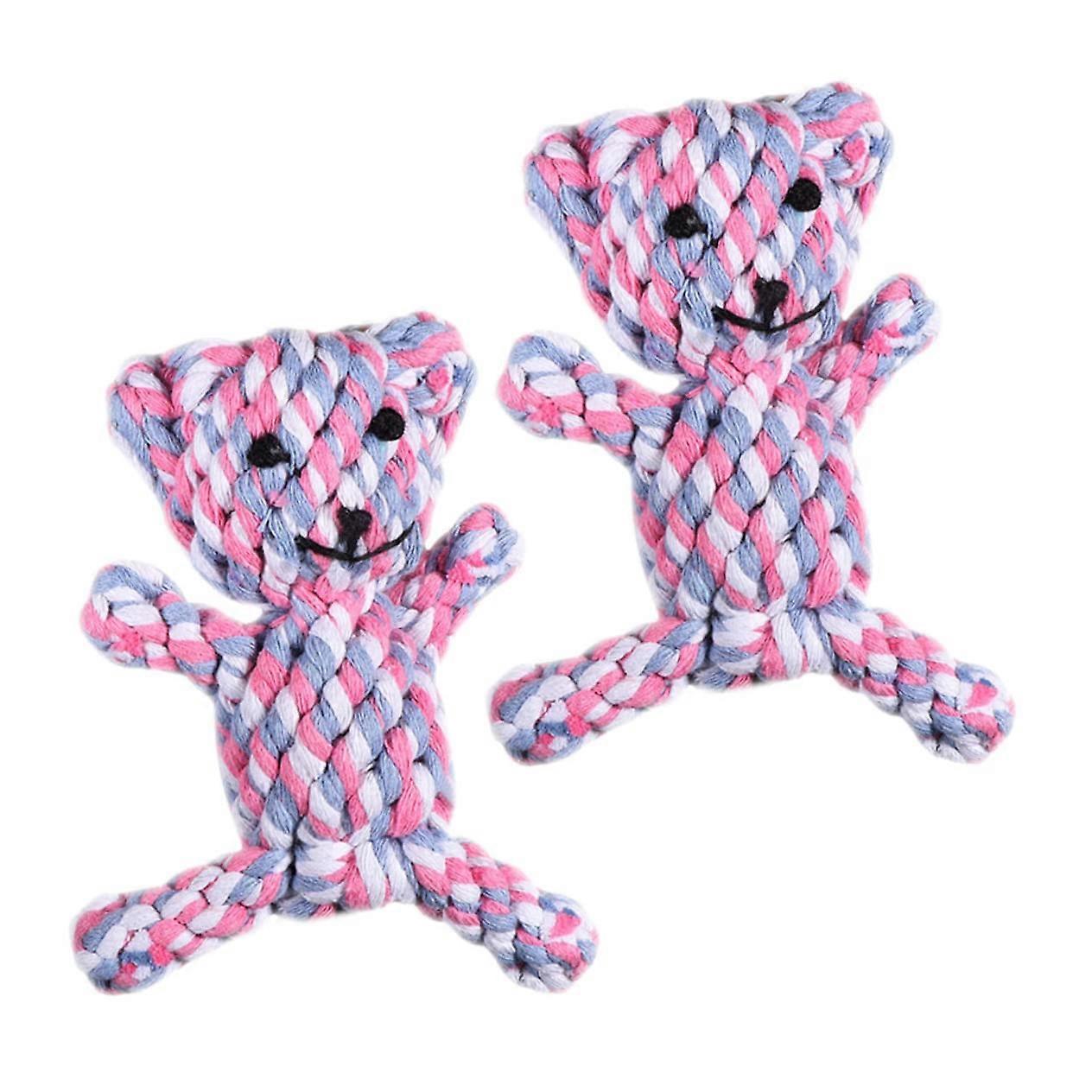 2pcs Durable Rope Bear Shaped Dog Chew Toys Bite Resistant for Interactive Training and Play