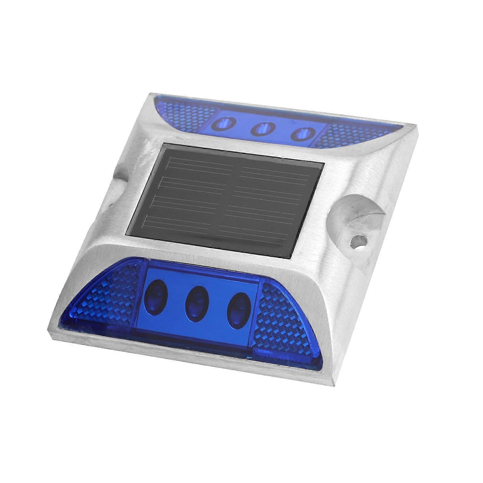Solar Road Stud Lights Blue LED Driveway Markers Ultra Bright Weatherproof Automatic Sensor
