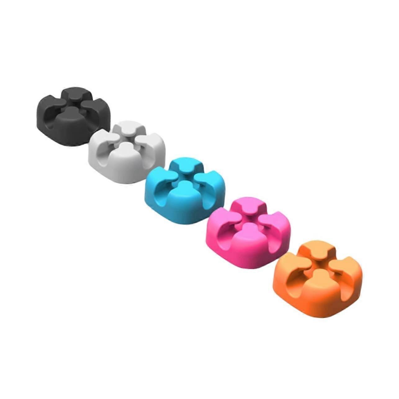 5 Pack Silicone Cable Organizer Clips for Desk Cord Management, Soft Tangle Wire Holders