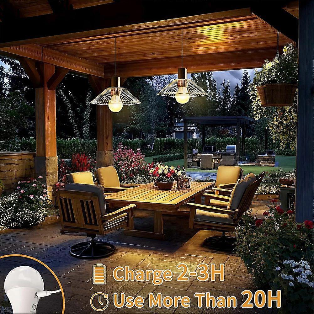 2pcs Rechargeable Emergency Light Bulbs with Remote,3 Colors, Dimmable, Timer, E26 Base