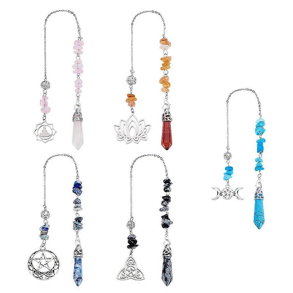 5pcs Alloy and Natural Gemstone Pendant Decorations 280~295mm