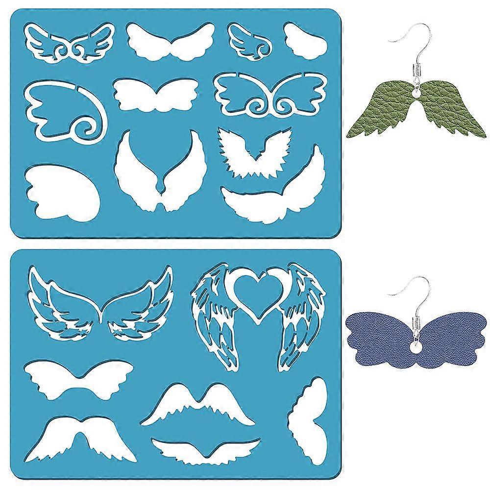 Acrylic Earring Handwork Template Card Leather Cutting Stencils Deep Sky Blue Wing Pattern 130x90x2mm 2pcs/set