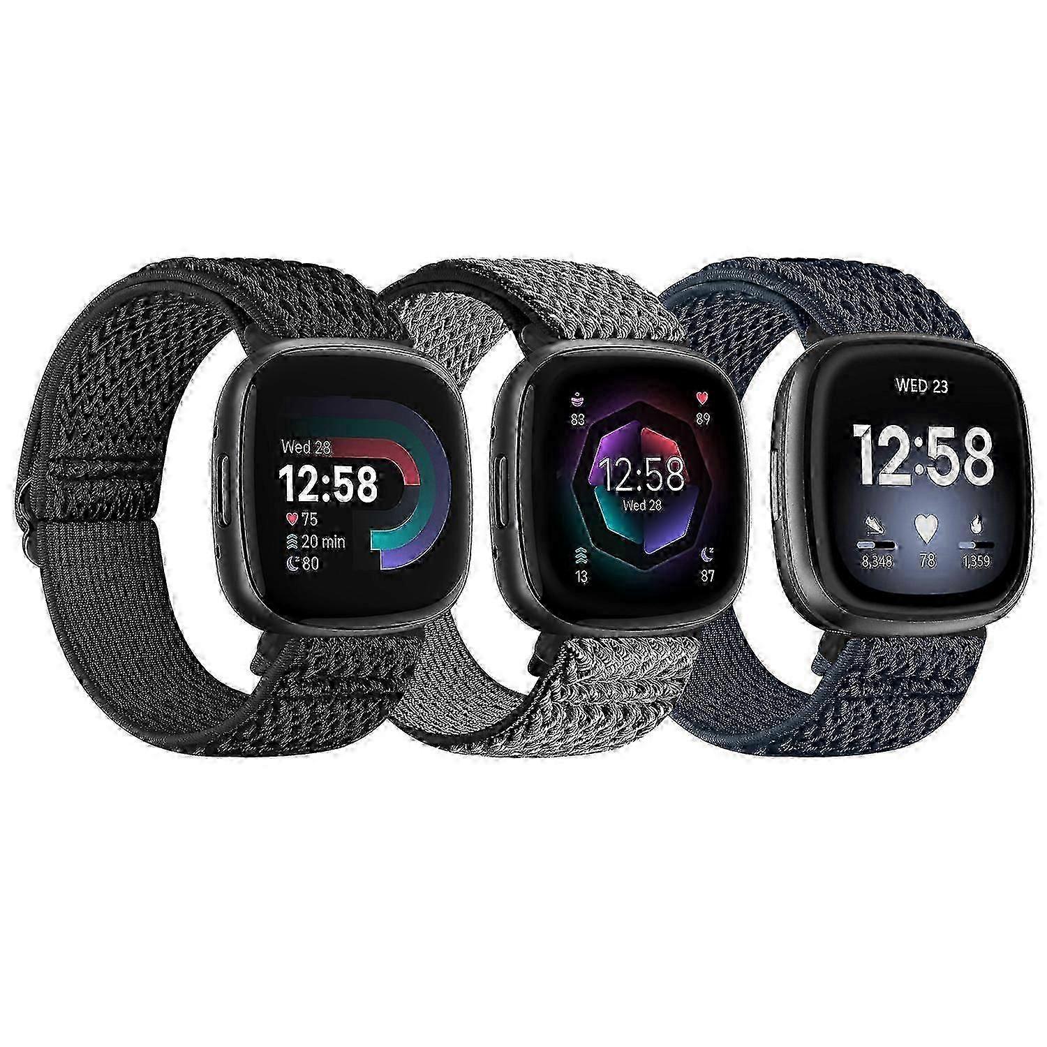 5 Pack Straps Compatible for Fitbit Versa 4, Sense, Versa 3 - Adjustable Stretchy Bands