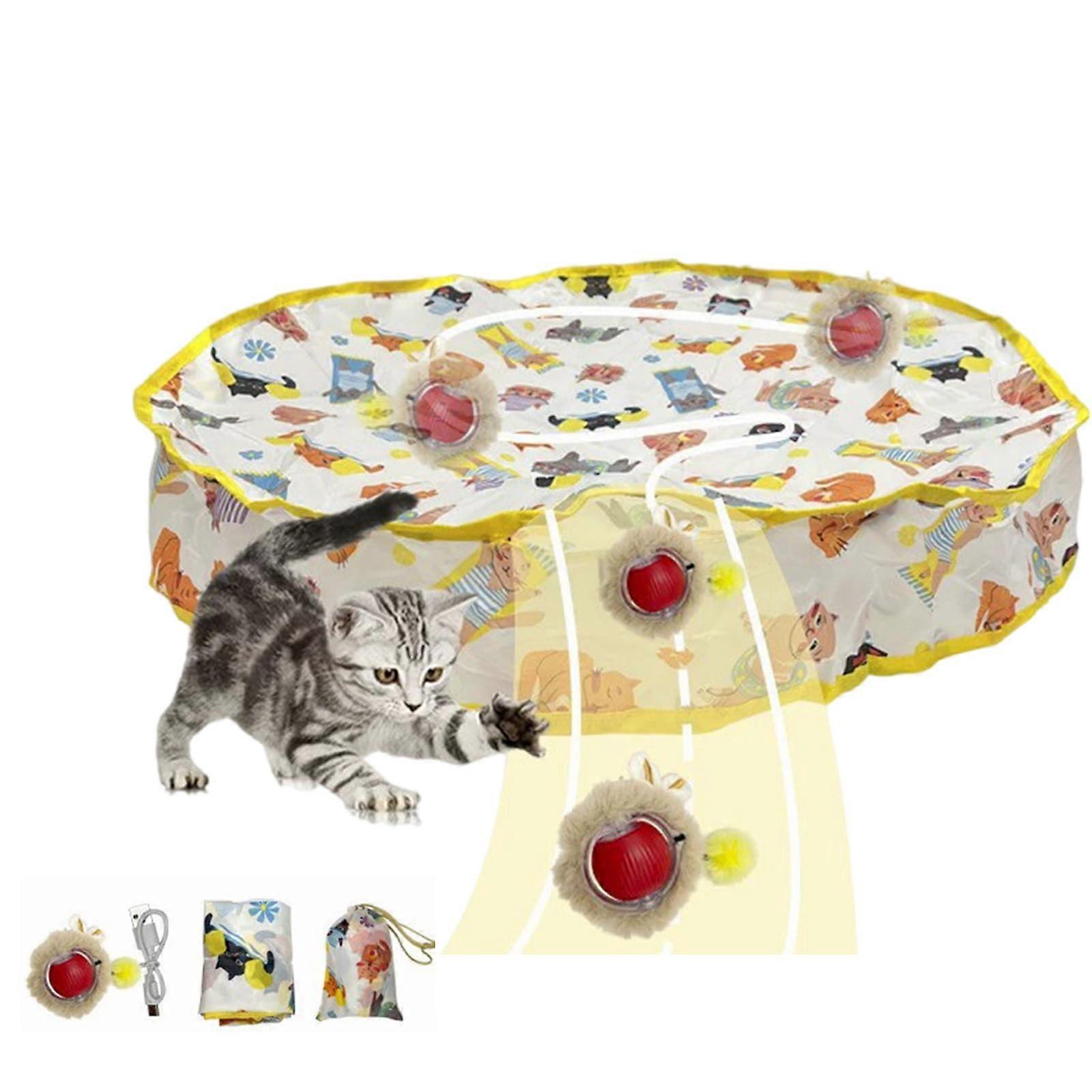 Interactive Cat Toy with Motion Activated Fast Rolling Rechargeable Play Mat for Indoor Kittens
