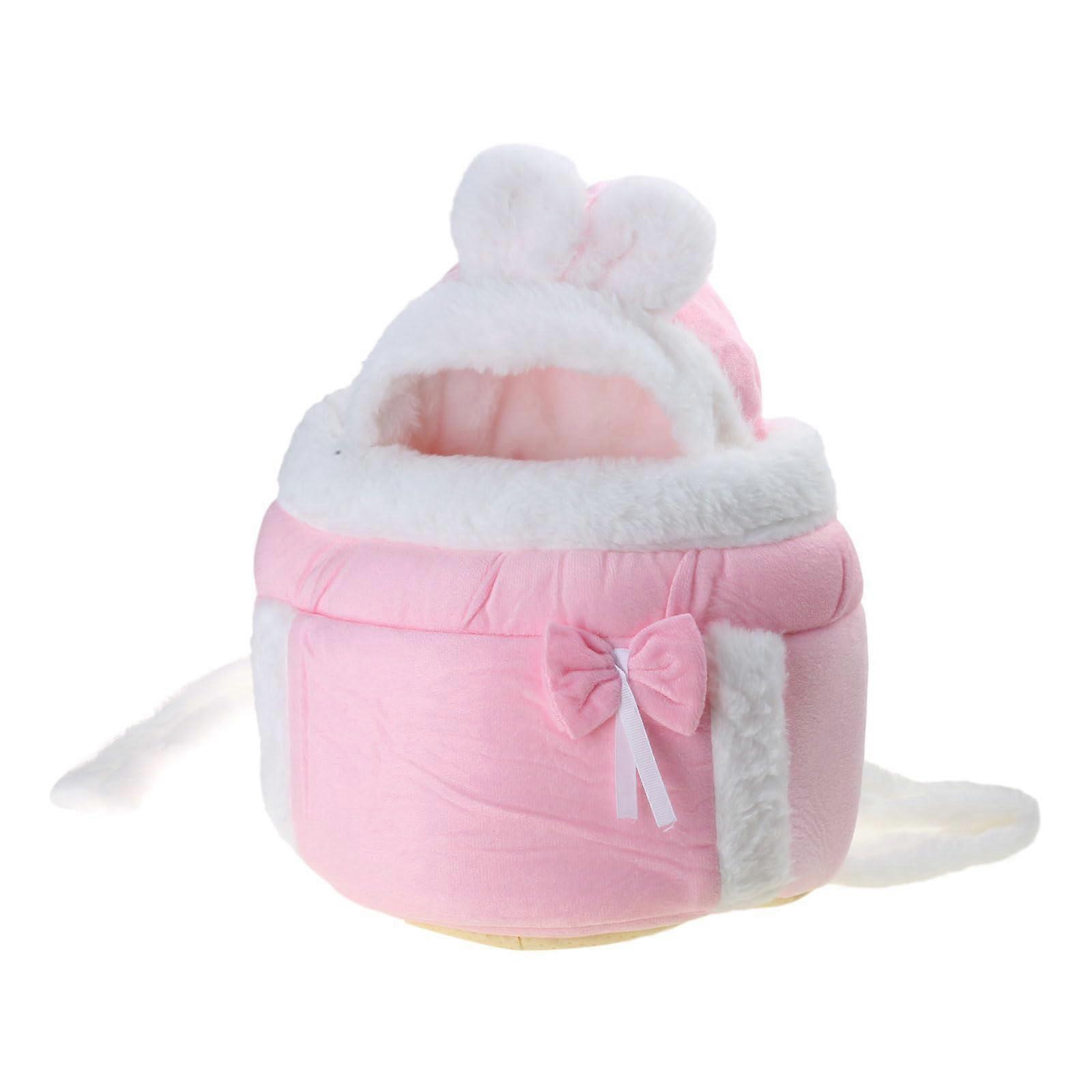 Pink Dog Carrier Backpack for Small Pets, Front Dog Backpack with Widened Straps and HandWarming Pockets