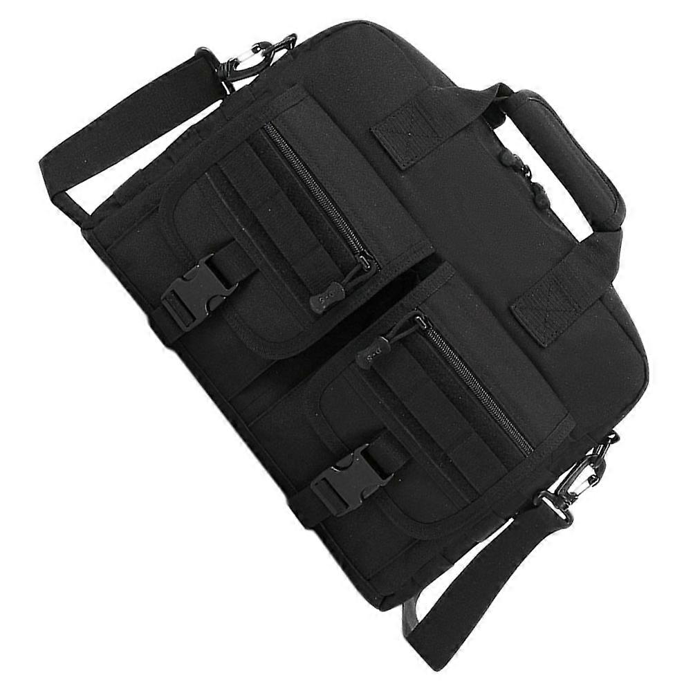 Nylon Computer Briefcase Shoulder Bag for Storage Use in Black with Multiple Pockets