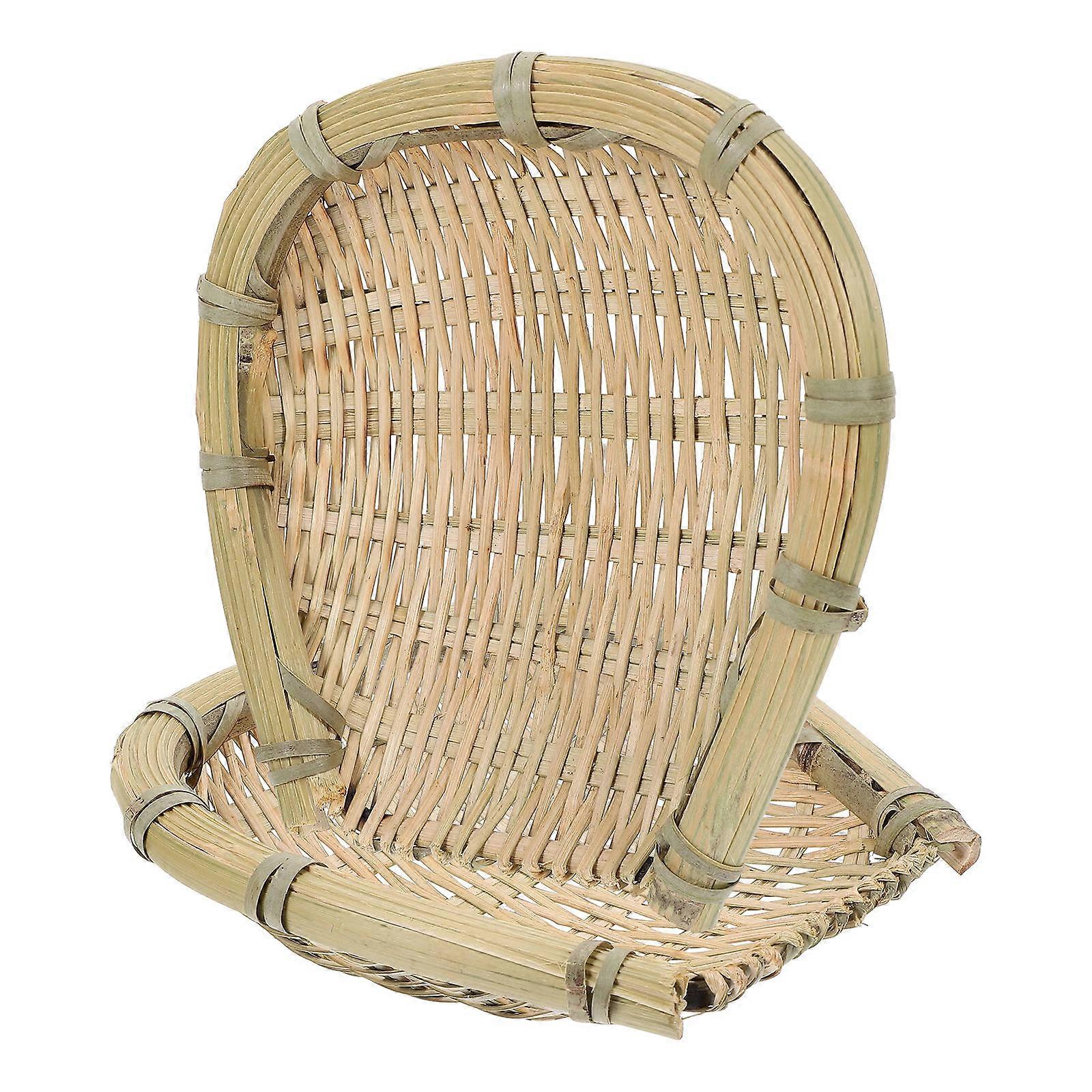 Plastic Basket Bamboo Woven Tray for Storing 2Pcs Serving Vegetable Baskets