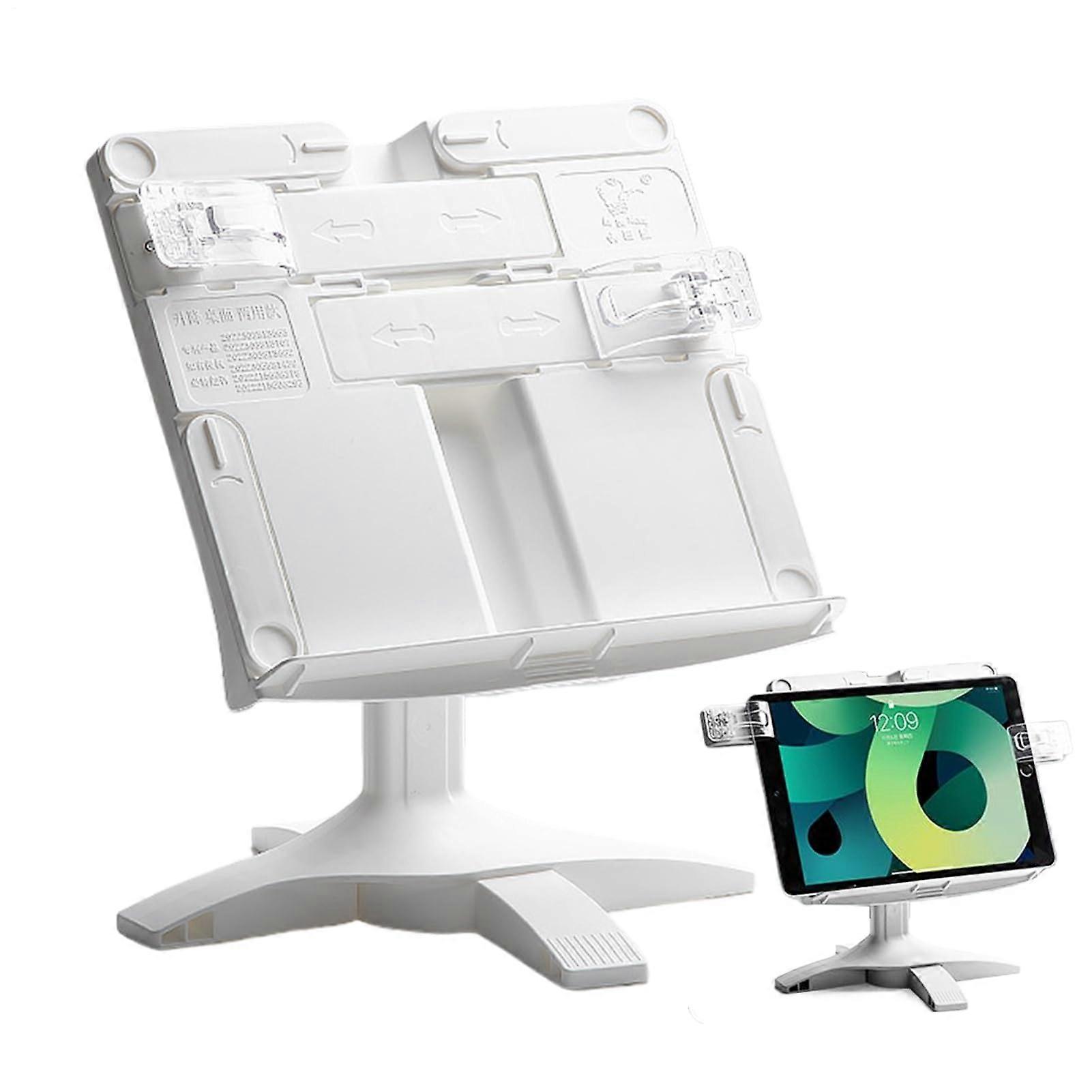 Adjustable Book Stand for Desk with Tilt Angle, Foldable Reading Holder for Kitchen Office White