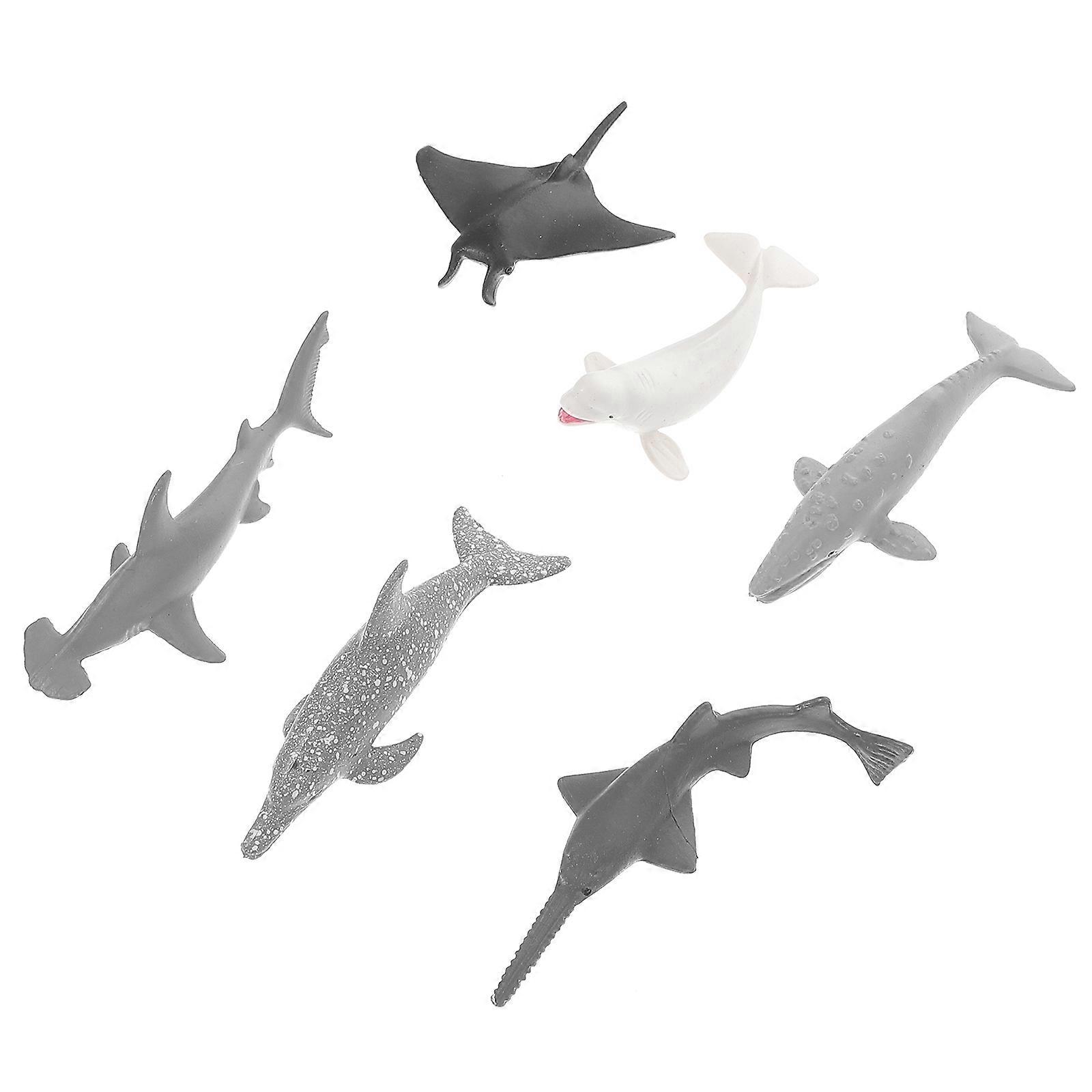 Marine Animal Model for Decor 6Pcs Static Fish Models in Black Plastic