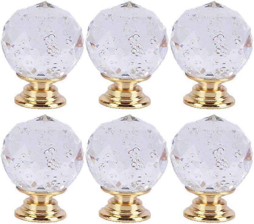 Crystal Cabinet Knobs 6pcs Clear Glass Drawer Pulls Wardrobe Handles Elegant Finish Easy Install