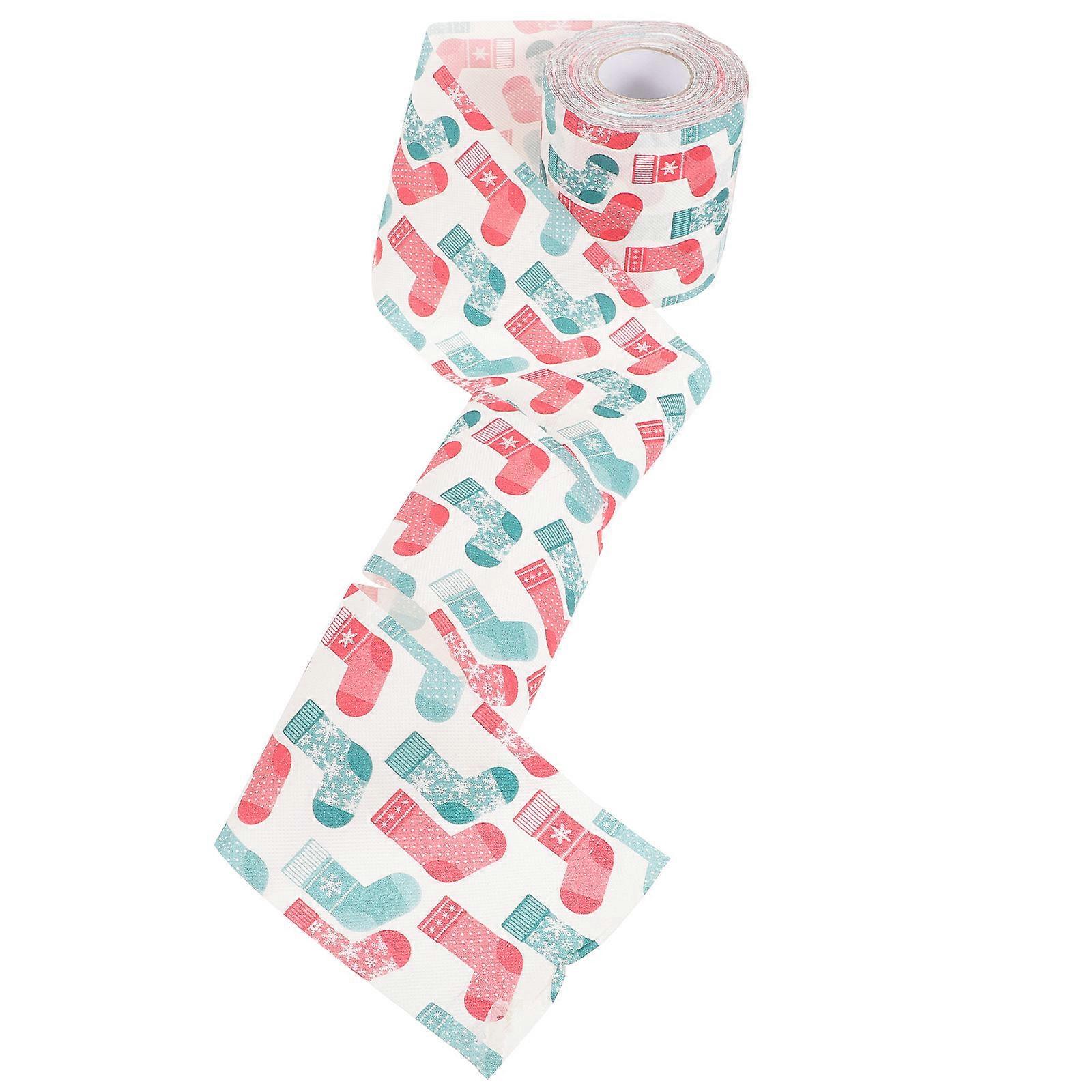 Xmas Printing Tissue Roll with Christmas Socks for Table Decoration 2 Rolls