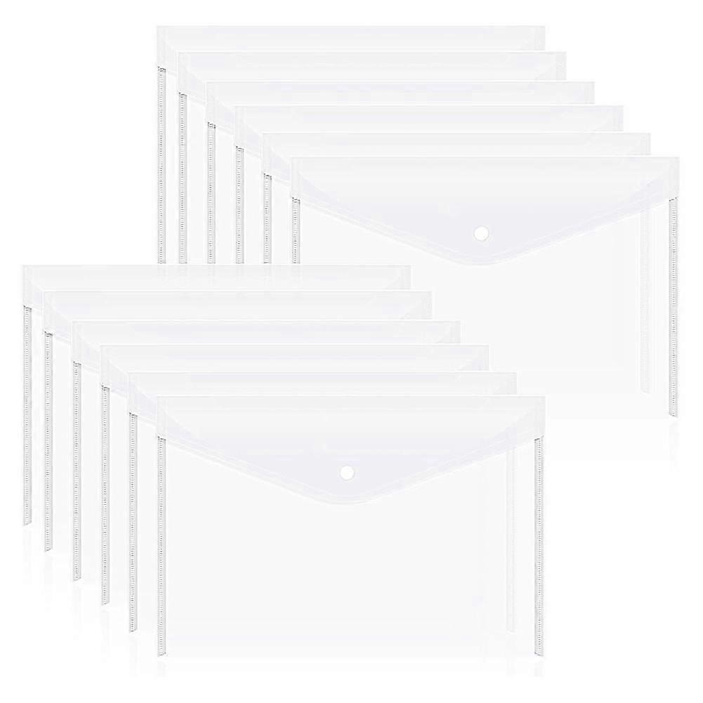 12Pcs Plastic Document Envelopes with Snap Closure for A4 Size Documents, Polyethylene Folders for