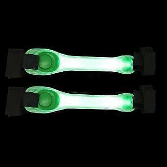 2 st LED-armband för män och kvinnor utomhussporter med säkerhetsvarningsfunktion i grön färg