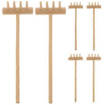 Zen Mini Rakes Sandbox Rake for Creative DIY Use 6Pcs Yellow Plastic Set