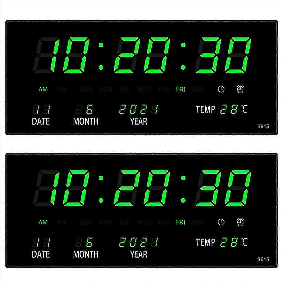 LED Calendar Electronic Clock Digital Wall Clock Green