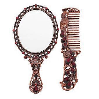 Decorative Mirror Handheld Makeup Mirror with Comb compatible with Girls 1Set
