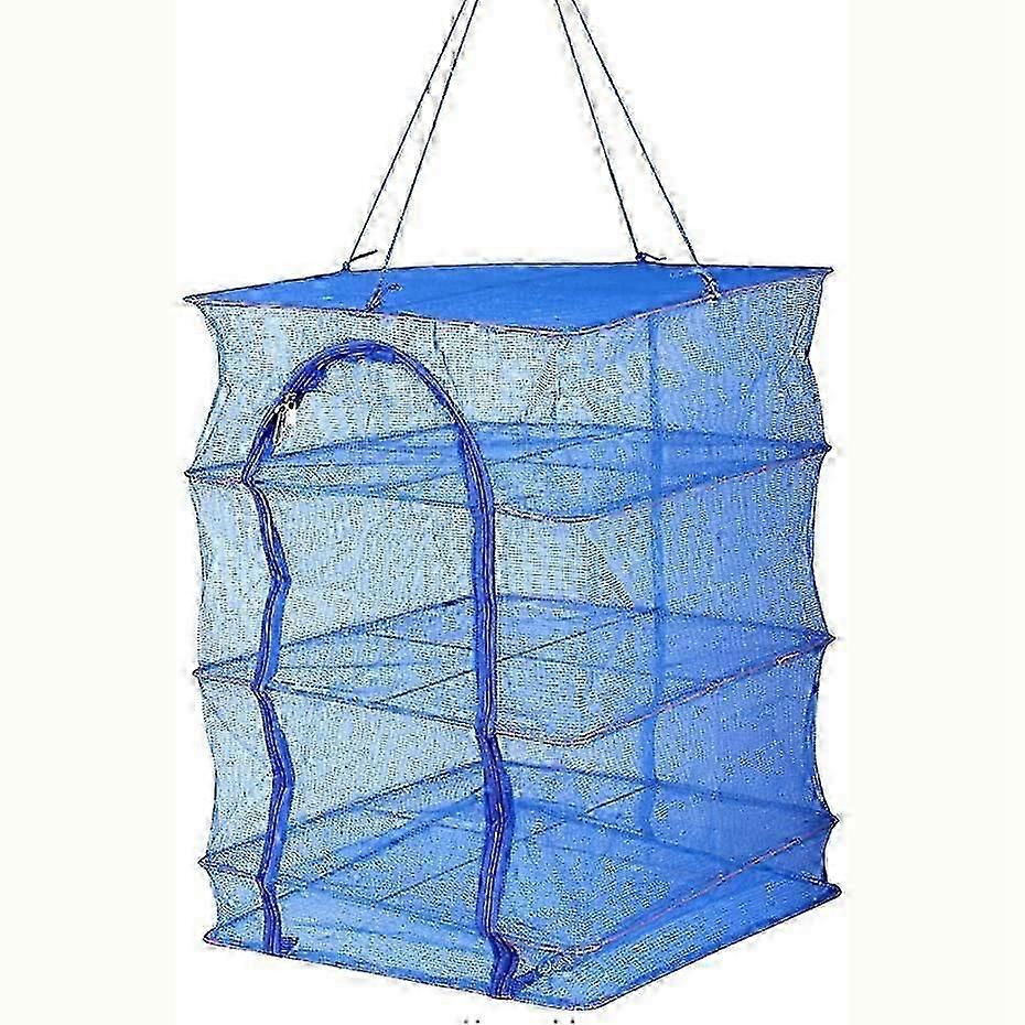 Foldable Mesh Drying Rack 4 Layers for Vegetables Fish Dishes Natural