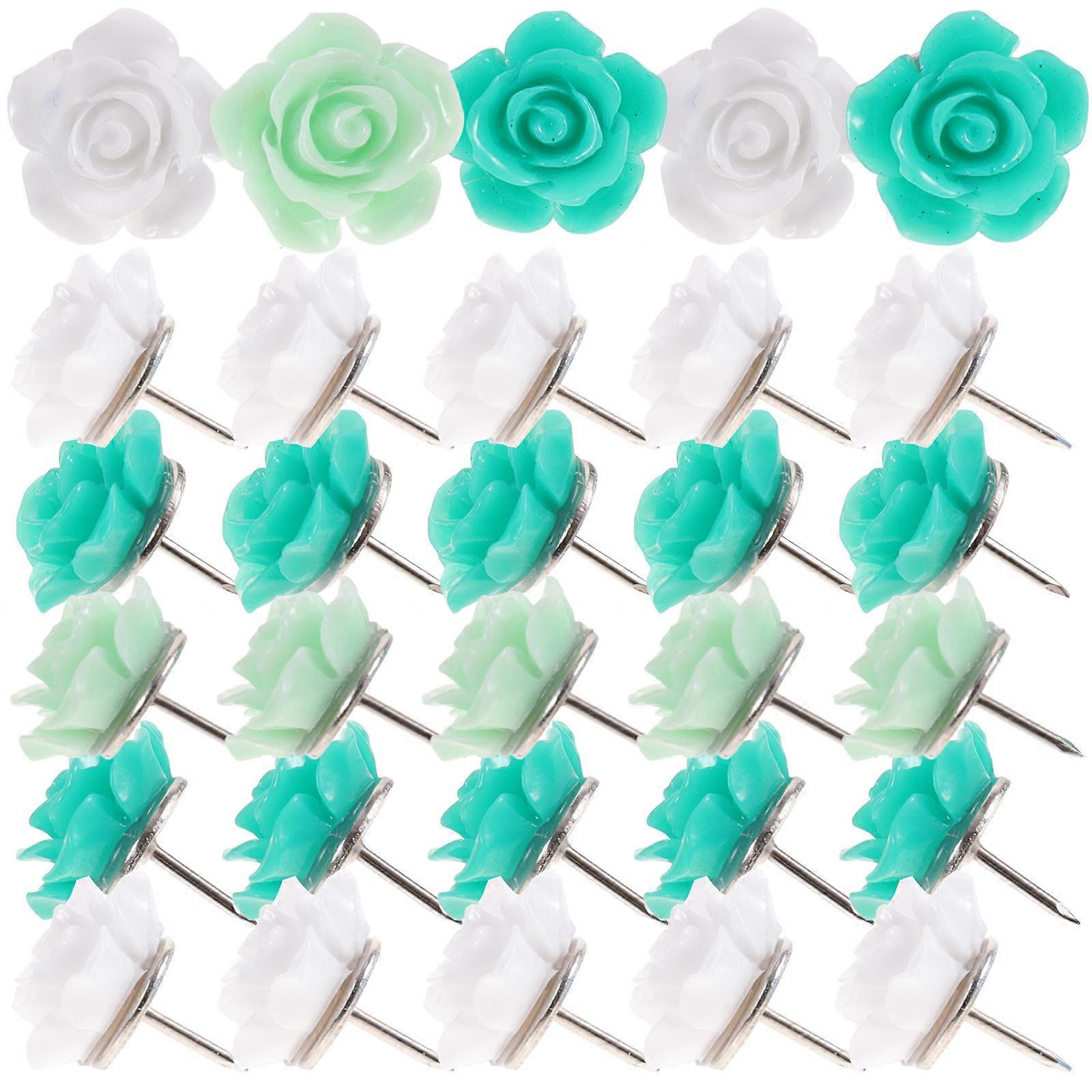 Colored Push Pins Flower Shape Multi-Function Thumbtacks 30Pcs for Home Use