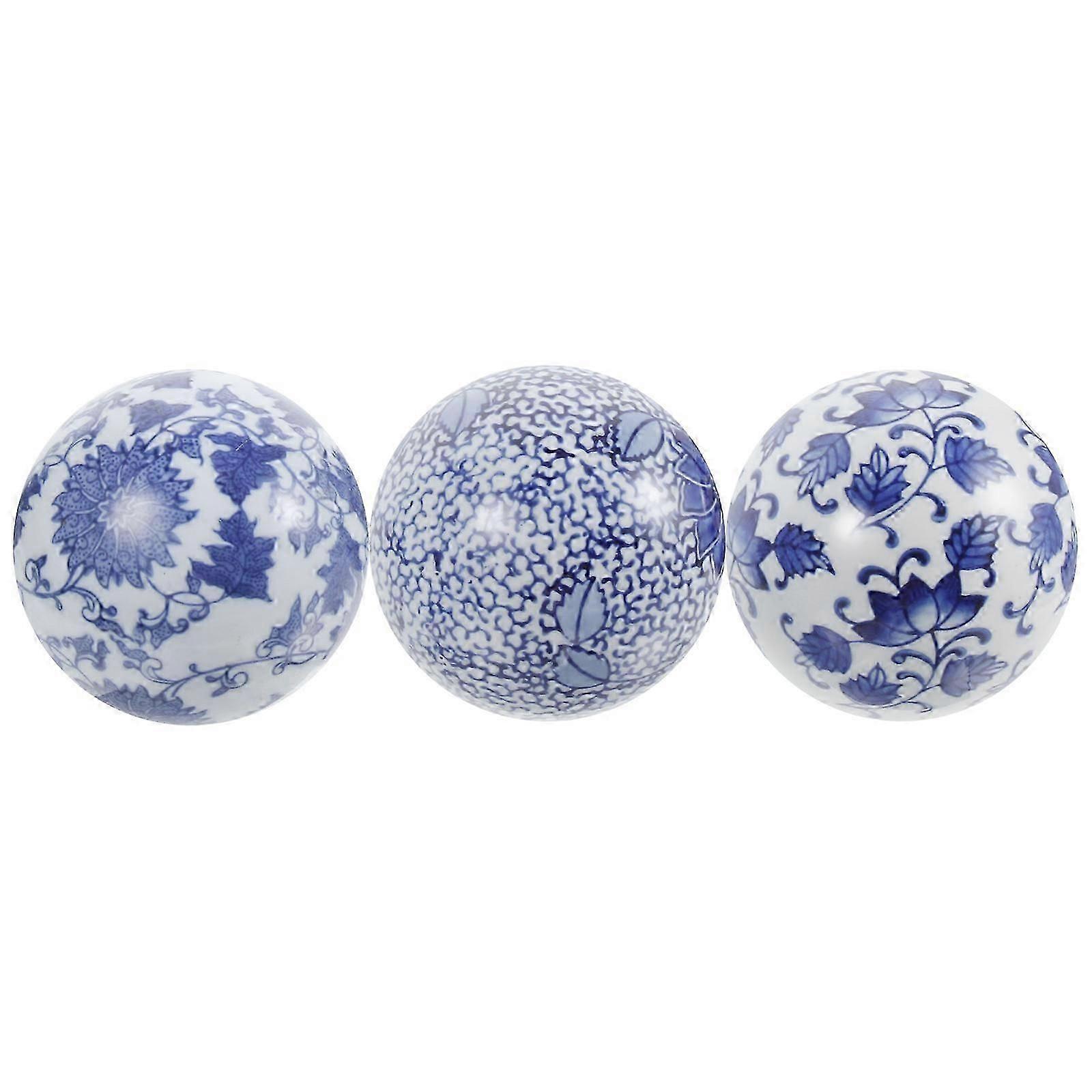 Blue Ceramic Floating Balls Decorative Ceramic Balls for Pool 3Pcs Set
