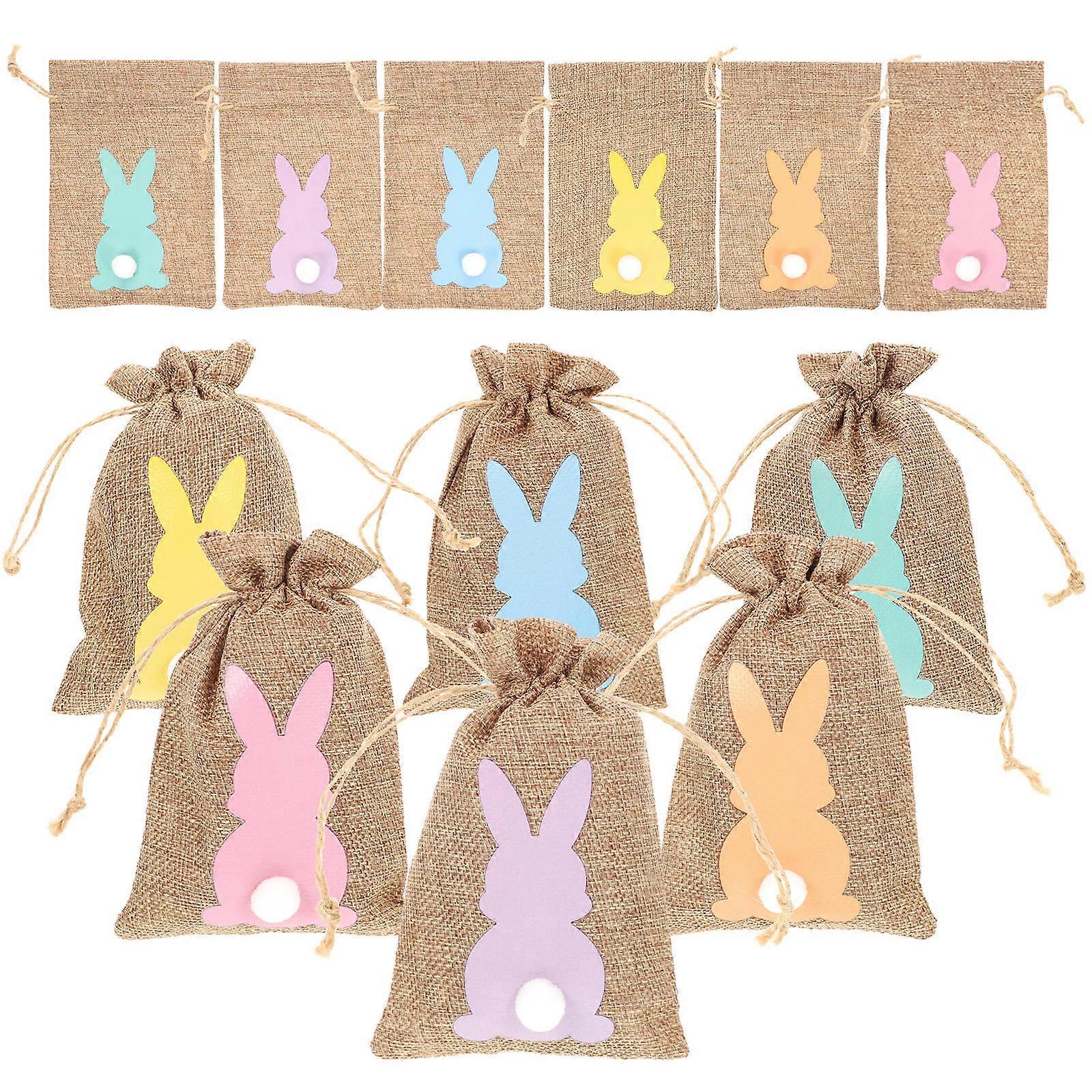 Assorted Color Easter Burlap Drawstring Bags for Gift Packing 24Pcs Set