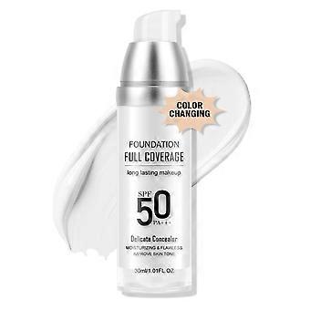 Kleurveranderende foundation SPF 50 voor buitengebruik, volledige dekking, matte finish, tint 03