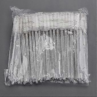 Disposable Mascara Wands, Pack of 100 White Crystal Spoolie Brushes for Eyelash Extensions