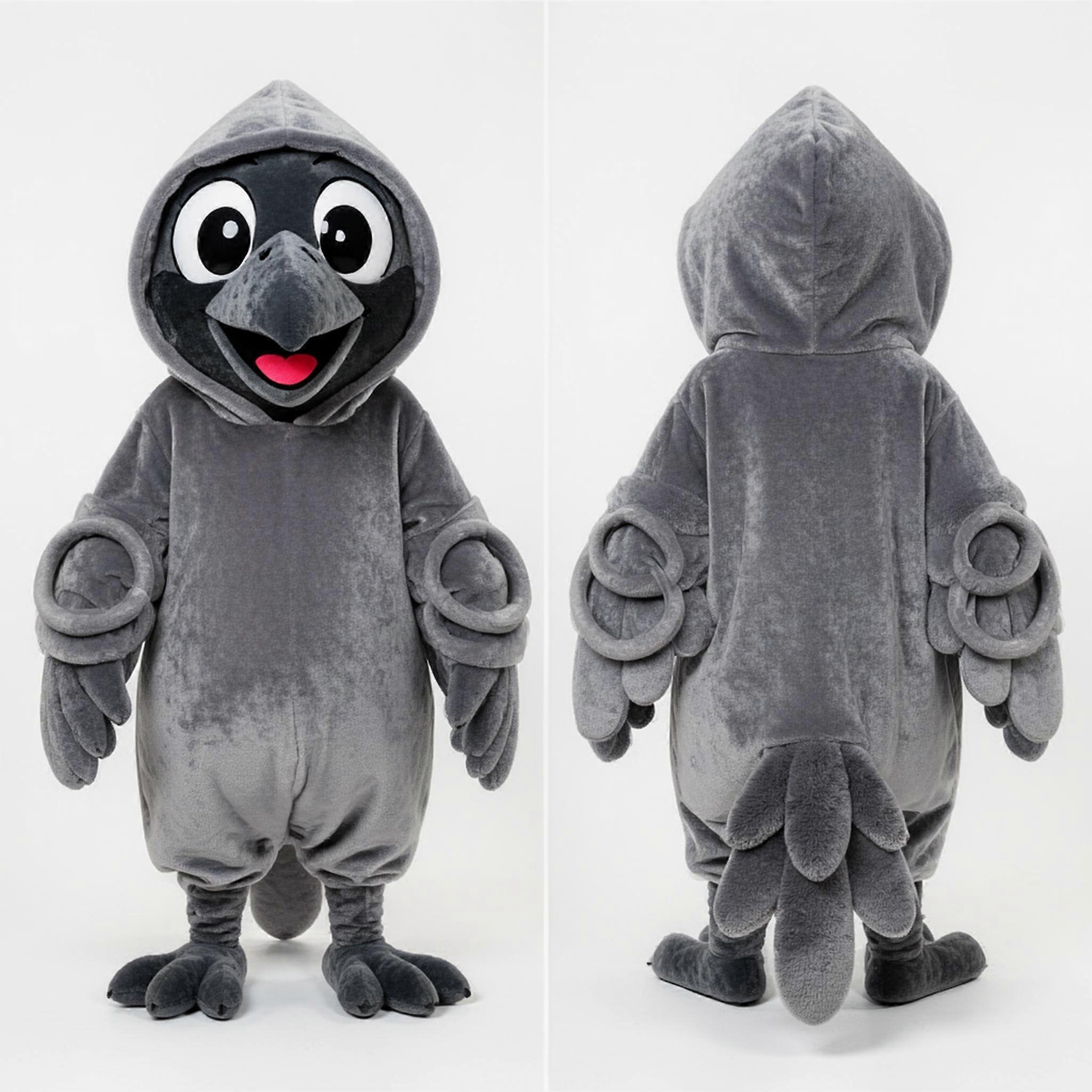 MASTICOT Velvety Gray Hooded Crow Mascot