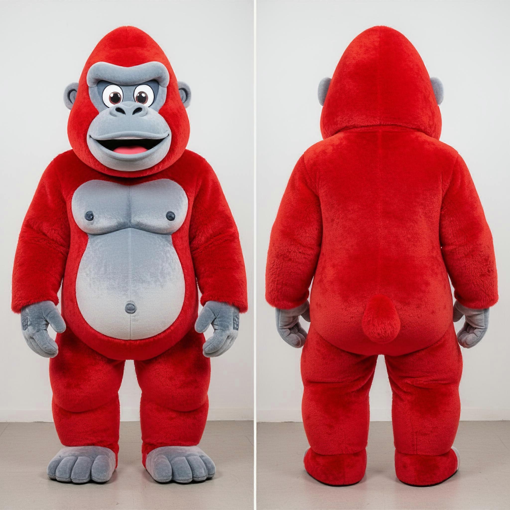 MASTICOT Crimson Red Expressive Gorilla Mascot
