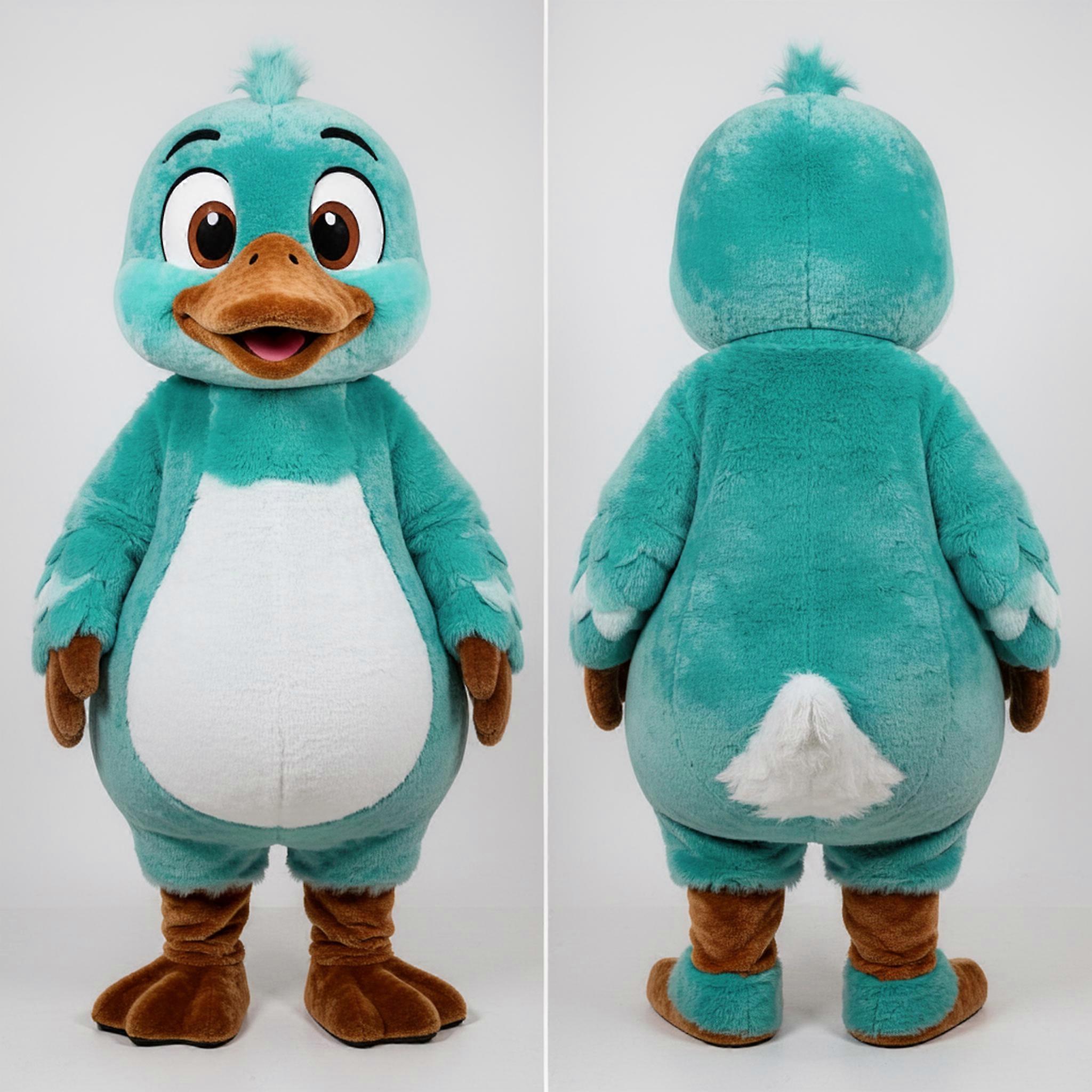 MASTICOT Teal Cartoon Geese Mascot