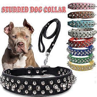 Adjustable Studded Pet Dog Collar Neck Strap Supplies PU Leather Punk Rivet Spiked Dog Collar Puppy Collars for Small Dog Cat