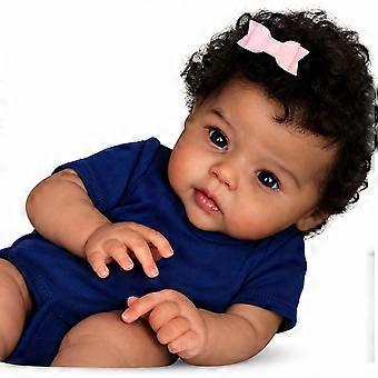 20" African American Reborn Doll Raven – dunkle Haut, handgefertigt, gewurzeltes Haar, perfektes Geschenk für Mädchen